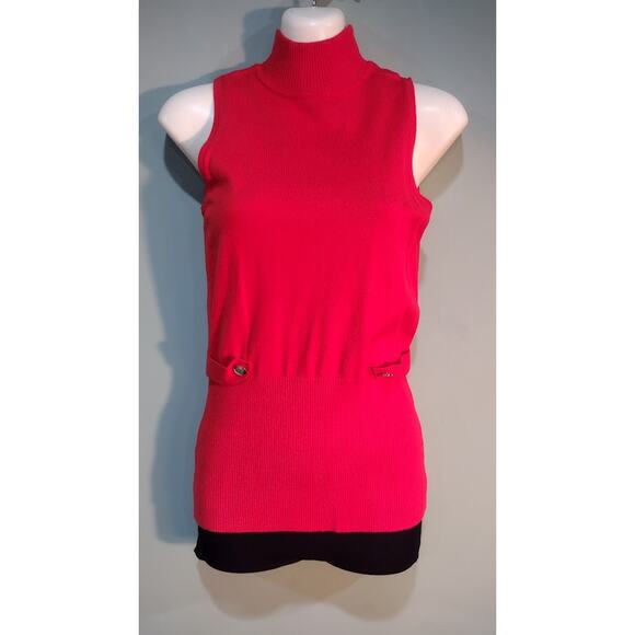 Cache 2-Piece Sweater Set, Cardigan and Turtleneck Tank, Dark Orange, Size S - Picture 3 of 11